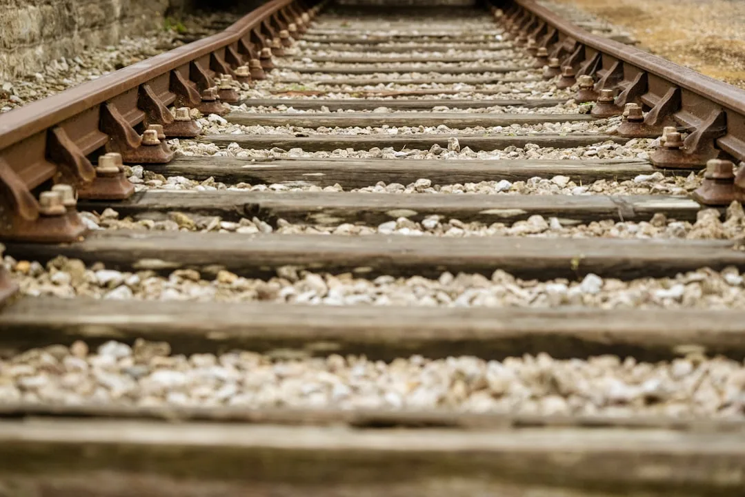 railway fiber optic sensing: a train track with a bunch of rocks on it